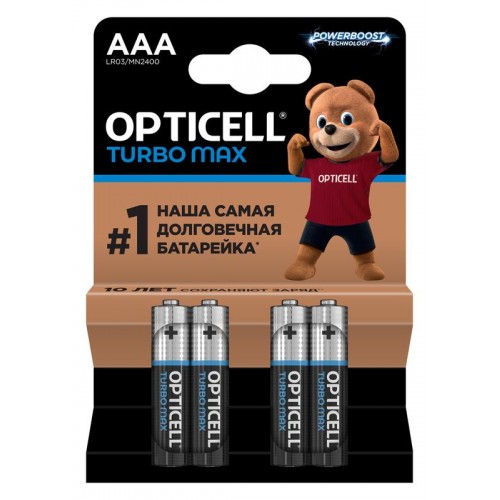 Элемент питания алкалиновый AAA/LR03 (блист. 4шт) Turbo Max Opticell 6053004
