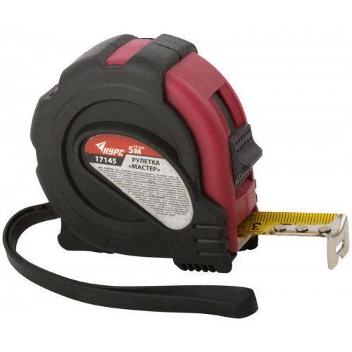 Рулетка Мастер 5мх19мм прорезиненный корпус КУРС 17145