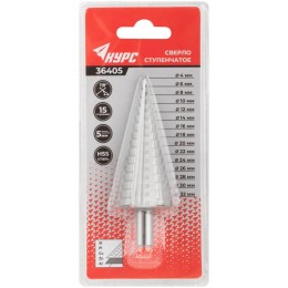 Сверло по металлу ступенчатое 4-32мм 15 ступеней HSS КУРС 36405