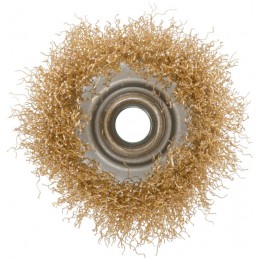 Корщетка чашечная гайка М14 стальная латунированная волнистая проволока 75мм КУРС 39037