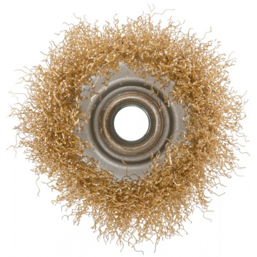 Корщетка чашечная гайка М14 стальная латунированная волнистая проволока 75мм КУРС 39037