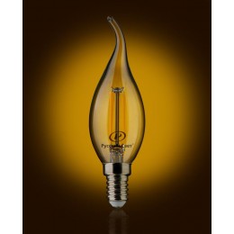 Лампа светодиодная филаментная RS F BXS E14 7W 220-240V 2700К 7Вт 810лм Ra 90 свеча на ветру Русский Свет 15011045087