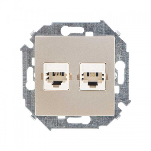 Розетка телефонная 2-м Simon 15 RJ11 винтов. зажим механизм шампань Simon 1591589-034