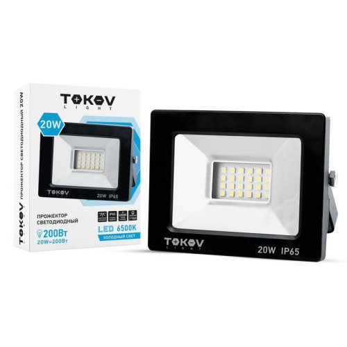 Прожектор светодиодный 20Вт 1300лм 6500К IP65 черн. TOKOV LIGHT TKL-FL/LED-20-6.5K-IP65