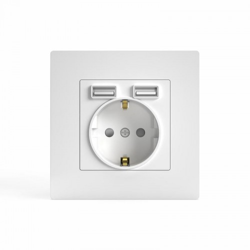 Розетка 1-м СП Pixel IP20 с заземл. с 2-мя заряд. устр. USB тип A+A механизм бел. TOKOV ELECTRIC TKE-PX-R1U2A-C01