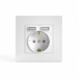 Розетка 1-м СП Pixel IP20 с заземл. с 2-мя заряд. устр. USB тип A+C механизм бел. TOKOV ELECTRIC TKE-PX-R1U2AC-C01