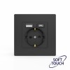 Розетка 1-м СП Pixel IP20 с заземл. с 2-мя заряд. устр. USB тип A+C механизм карбон TOKOV ELECTRIC TKE-PX-R1U2AC-C14