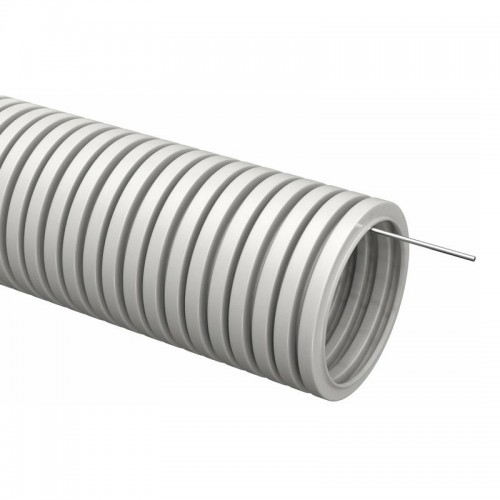 Труба гофрированная ПВХ d20мм с протяжкой сер. (уп.75м) TOKOV ELECTRIC TKE-TG/P-20-C06/75