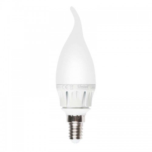 Лампа светодиодная LED-CW37-6Вт/WW/E14/FR ALM01WH пластик Uniel 08137