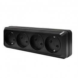 Розетка 4-м ОП Олимп 16А IP20 без заземл. черн. Universal 2219