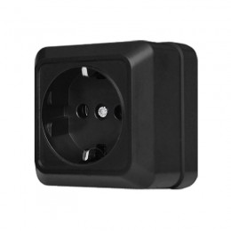 Розетка 1-м ОП Олимп 16А IP20 с заземл. черн. Universal 2227