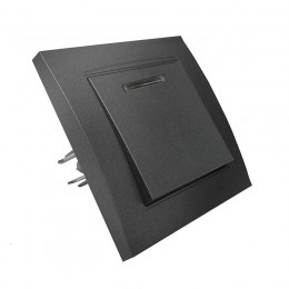 Выключатель 1-кл. СП Бриллиант 10А IP20 с подсветкой в сборе графит Universal 7947397-Gr