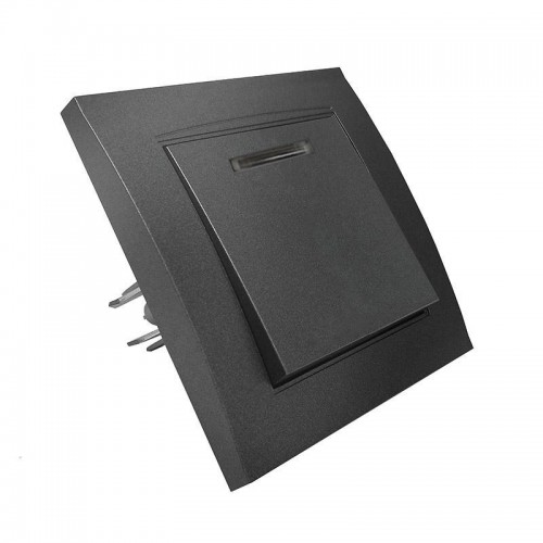 Выключатель 1-кл. СП Бриллиант 10А IP20 с подсветкой в сборе графит Universal 7947397-Gr