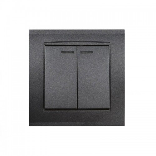 Выключатель 2-кл. СП Бриллиант 10А IP20 с подсветкой в сборе графит Universal 7947410-Gr