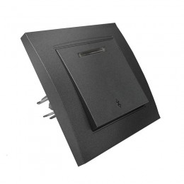 Переключатель проходной 1-кл. СП Бриллиант 10А IP20 с подсветкой в сборе графит Universal 7947380