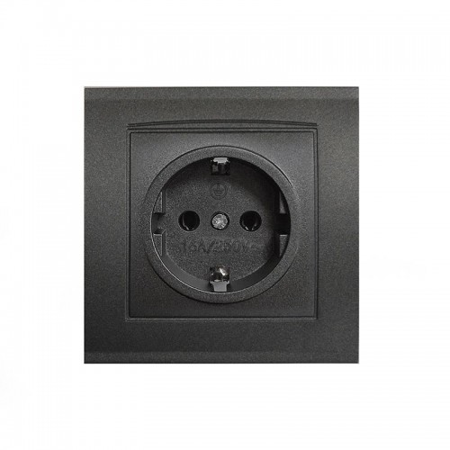 Розетка 1-м СП Бриллиант 16А IP20 с заземл. в сборе графит Universal 7947625-Gr