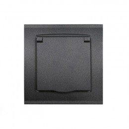 Розетка 1-м СП Бриллиант 16А IP20 с заземл. с крышкой в сборе графит Universal 7947649-Gr