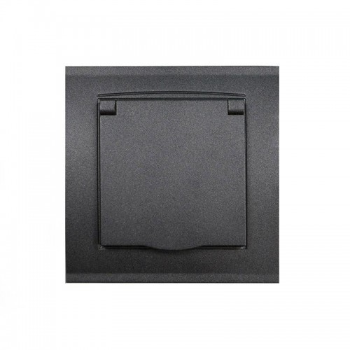 Розетка 1-м СП Бриллиант 16А IP20 с заземл. с крышкой в сборе графит Universal 7947649-Gr