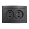 Розетка 2-м СП Бриллиант 16А IP20 без заземл. в сборе графит Universal 7947519-Gr