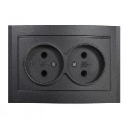 Розетка 2-м СП Бриллиант 16А IP20 без заземл. в сборе графит Universal 7947519-Gr