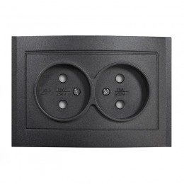 Розетка 2-м СП Бриллиант 16А IP20 без заземл. защ. шторки в сборе графит Universal 7947526-Gr