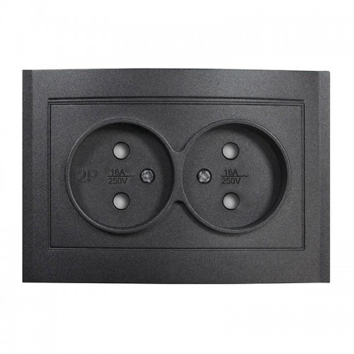 Розетка 2-м СП Бриллиант 16А IP20 без заземл. защ. шторки в сборе графит Universal 7947526-Gr