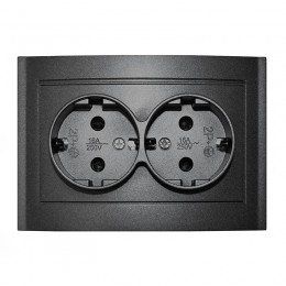 Розетка 2-м СП Бриллиант 16А IP20 с заземл. в сборе графит Universal 7947533-Gr