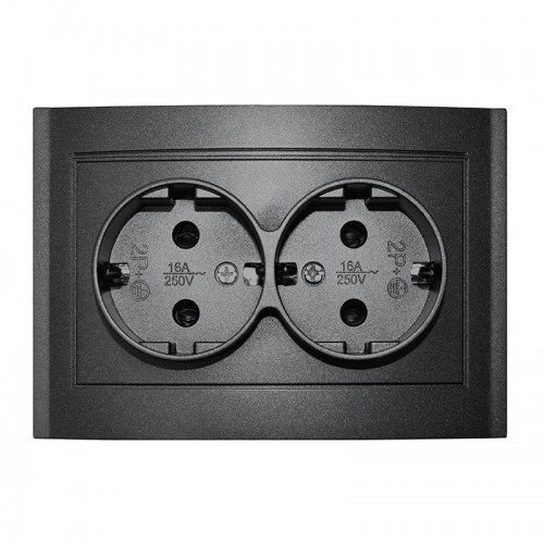 Розетка 2-м СП Бриллиант 16А IP20 с заземл. в сборе графит Universal 7947533-Gr