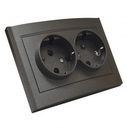 Розетка 2-м СП Бриллиант 16А IP20 с заземл. в сборе графит Universal 7947533-Gr