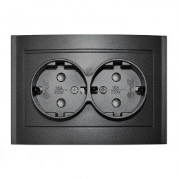 Розетка 2-м СП Бриллиант 16А IP20 с заземл. защ. шторки в сборе графит Universal 7947540-Gr