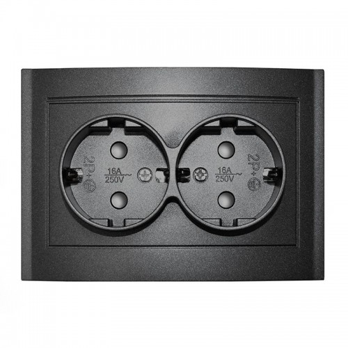Розетка 2-м СП Бриллиант 16А IP20 с заземл. защ. шторки в сборе графит Universal 7947540-Gr