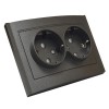 Розетка 2-м СП Бриллиант 16А IP20 с заземл. защ. шторки в сборе графит Universal 7947540-Gr