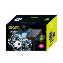 Светильник светодиодный садовый SLR-G01-100W гирлянда 100 бел. LED на солнечн. батарее ФАZА 5027305