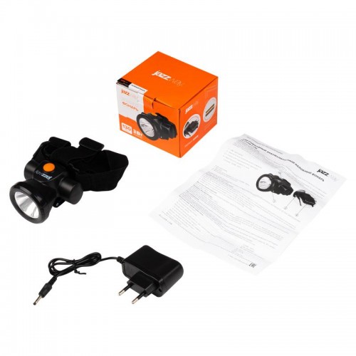 Фонарь аккумуляторный налобный AccuH8-L3W 3Вт IP20 2 режима: яркий 4ч/экономичн. 15ч аккум. 2А.ч регулир. угол наклона JazzWay 5024571