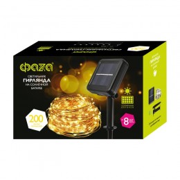 Светильник светодиодный садовый SLR-G03-200Y нить 200 LED желт. на солнечн. батарее ФАZА 5033344