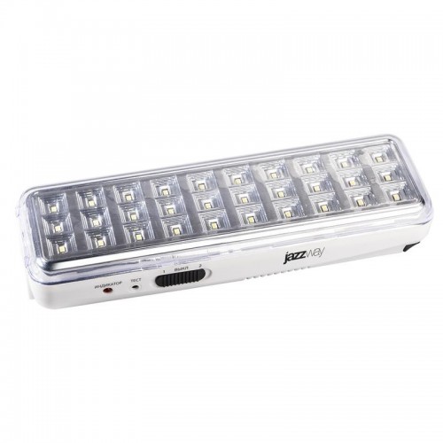 Фонарь-светильник аккумуляторный Accu9-L30-wh аварийный 30SMD яркий 300лм 2ч/эконом 90лм 6ч 220В аккум. Li-ion 3.7В 1.2А.ч бел. JazzWay 5024533