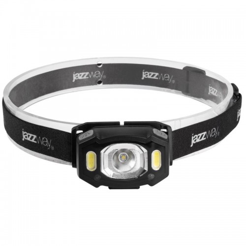 Фонарь аккумуляторный налобный AccuH3-L5W-bk LED 5Вт + 2хRED SMD IP54 5 режимов: 100проц. 180лм 3.5ч/50проц. 110лм 5.5ч/30проц. 65лм 15ч/красн. 28ч/мигающ. красн. 12ч аккум. управл. жестами черн. JazzWay 5036703