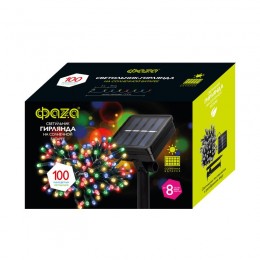 Светильник светодиодный садовый SLR-G01-100M гирлянда 100LED мультиколор с колышком на солнечн. батарее ФАZА 5033405
