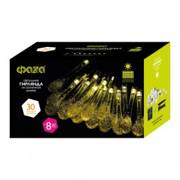 Светильник светодиодный SLR-G08-30W садовый; гирлянда капли теплый бел. солнечная батарея ФАZА 5040960