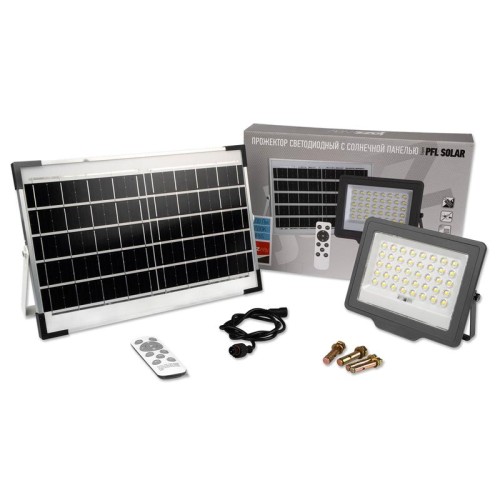 Прожектор светодиодный PFL SOLAR 100 6500К IP65 ДО с солнечн. панелью и пультом в комплекте JazzWay 5044418