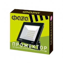 Прожектор светодиодный СДО-20 30Вт 6500К IP65 230В BL ДО прозр. закален. стекло ФАZА 5047280