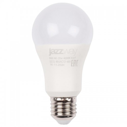 Лампа светодиодная низковольтная PLED-A60 MO 20Вт 4000К нейтр. бел. E27 12-48В AC/DC Pro JazzWay 5050624