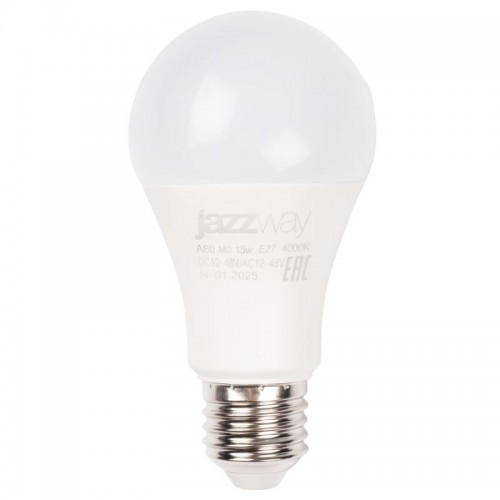 Лампа светодиодная низковольтная PLED-A60 MO 15Вт 4000К холод. бел. E27 12-48В AC/DC Pro JazzWay 5050563