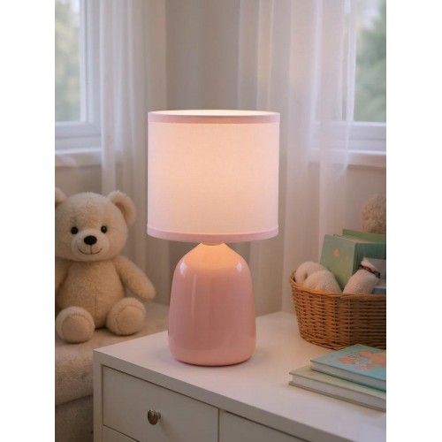 Светильник настольный JH2-02-pk E14 IP20 130х130х255мм керамика; ткань; PVC-пластик роз. JazzWay 5062337