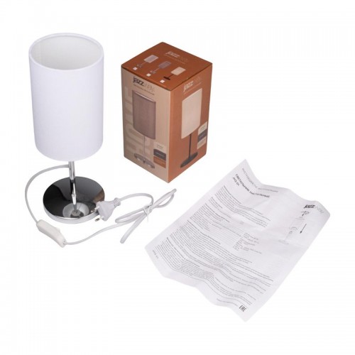 Светильник настольный JH3-01-wh E14 IP20 110х110х310мм метал.; ткань; PVC-пластик бел. JazzWay 5062344