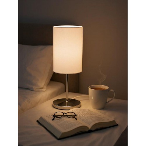 Светильник настольный JH3-01-wh E14 IP20 110х110х310мм метал.; ткань; PVC-пластик бел. JazzWay 5062344