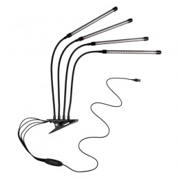 Светильник светодиодный «КРИСТАЛЛ» CTL2-USB-bl Agro для растений спектр 4 плафона по 10Вт на прищепке пульт на шнуре IP40 красн./син. ФАZА 5068810