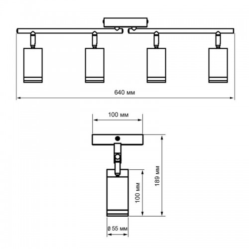Светильник PCL-0204 4xGU10 IP20 230В BL настен./потолочн. декор. под лампу JazzWay 5066502