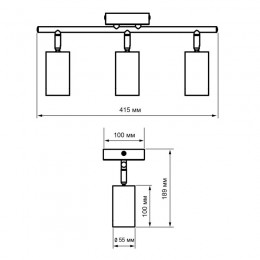 Светильник PCL-0403 3xGU10 IP20 230В BL настен./потолочн. декор. под лампу JazzWay 5066649