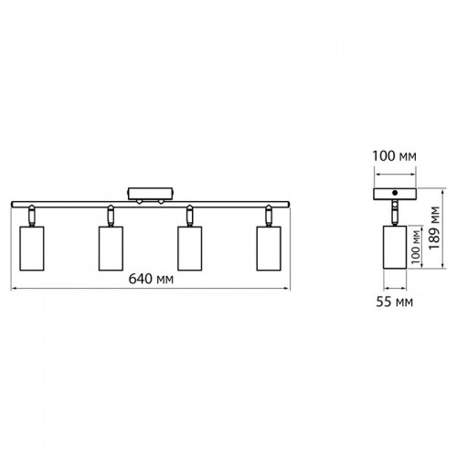 Светильник PCL-0404 4xGU10 IP20 230В WH настен./потолочн. декор. под лампу JazzWay 5066700